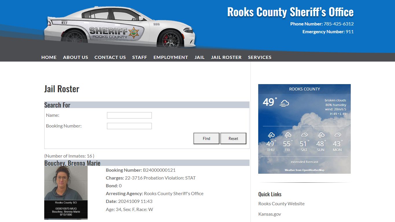 Jail Roster | Rooks County Sheriff