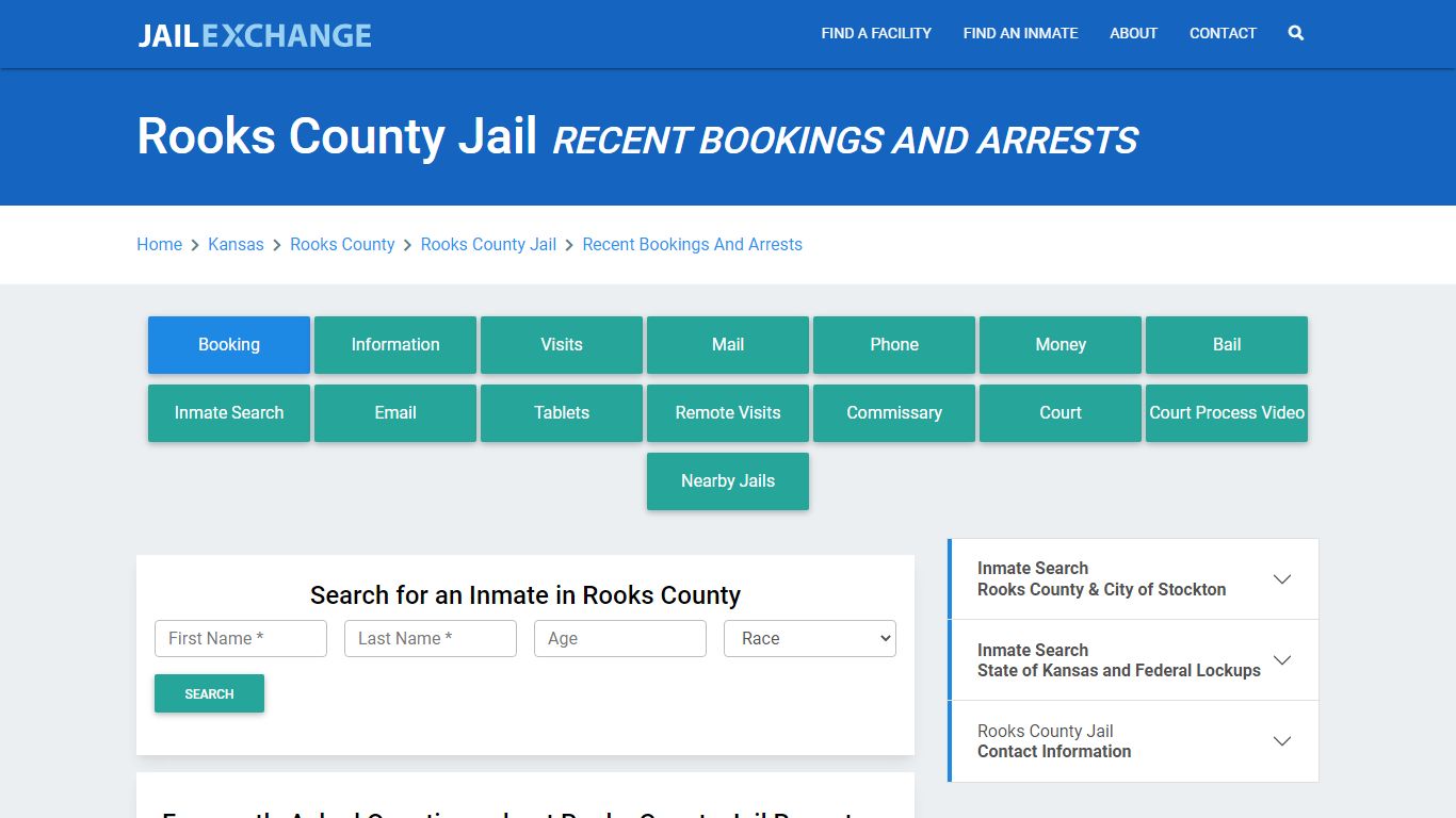 Rooks County Jail Recent Bookings And Arrests - Jail Exchange