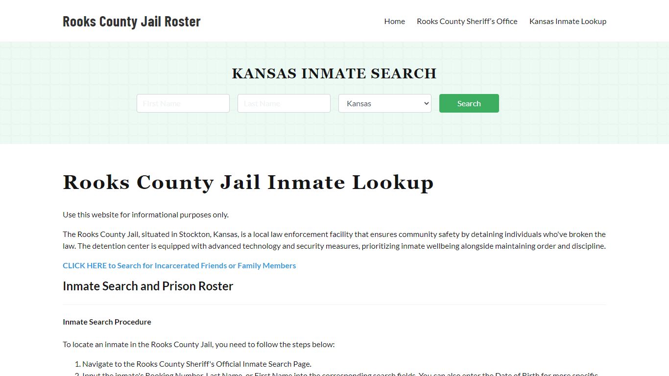 Rooks County Jail Roster Lookup, KS, Inmate Search